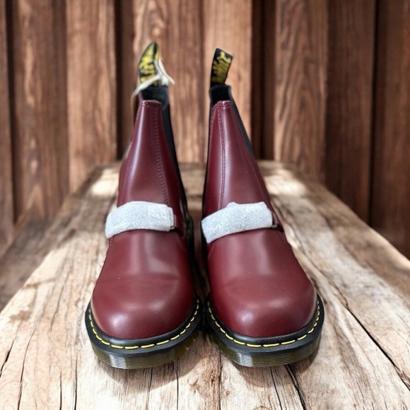 Dr. Martens NWB Size 12US Men's‎ Snaffle Needles Burgundy Leather Chelsea Boots - Picture 6 of 13